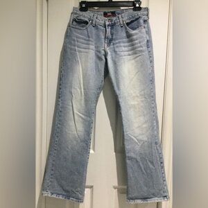 Just USA Jeans Women’s Cotton Denim Blue Wide Leg Jeans with Vintage Distress